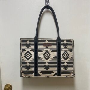 Wrangler Black and Cream Geometric Tote